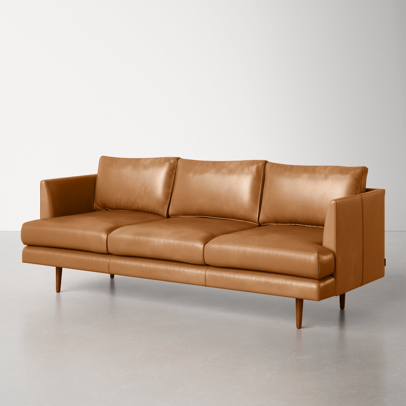 Genuine Leather Loveseat With Recessed Arms