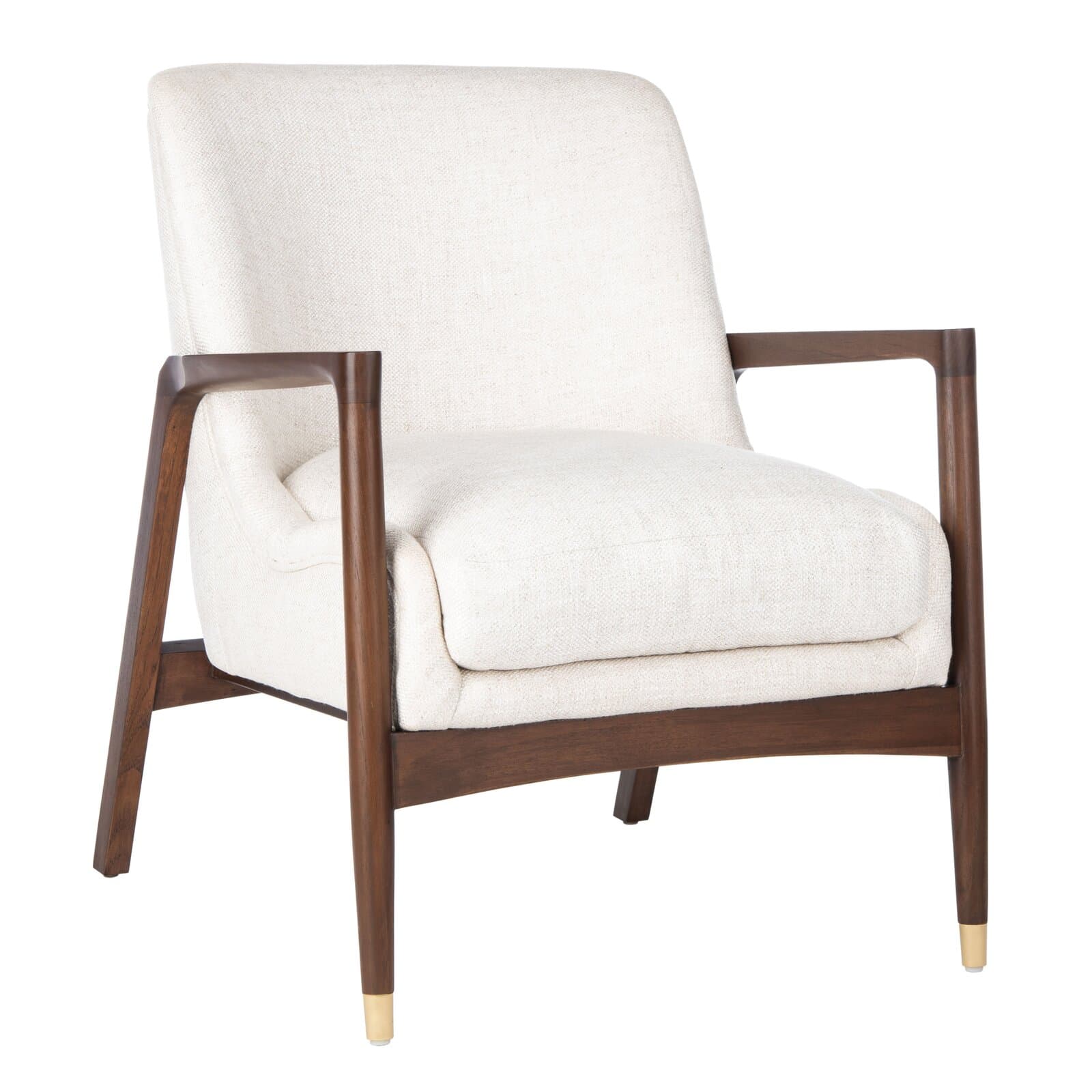 Polyester Blend And Rayon Viscose And Linen Blend Armchair With Square Arms