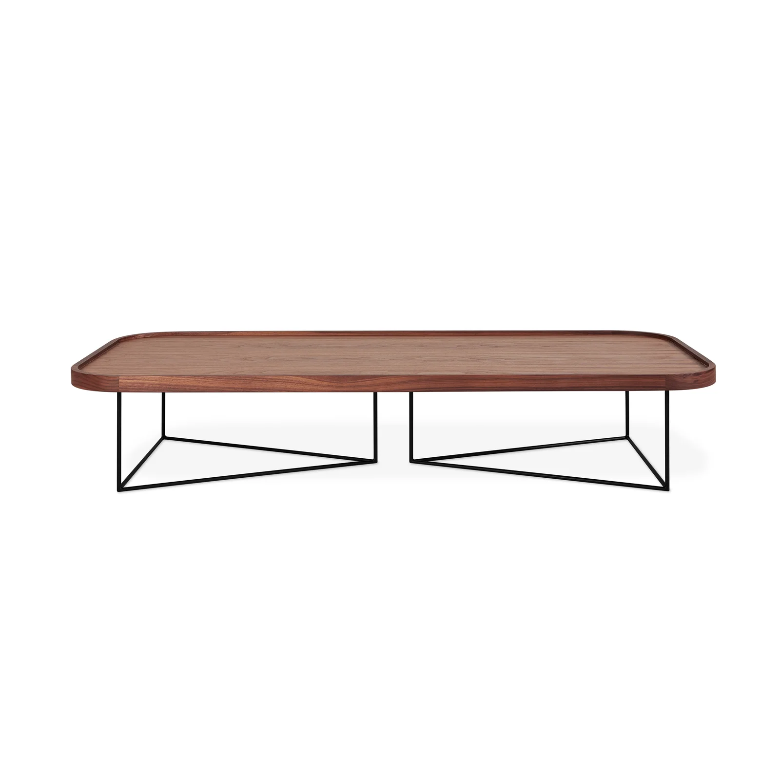 Rectangular Coffee Table With Solid + Manufactured Wood Top And Steel Base