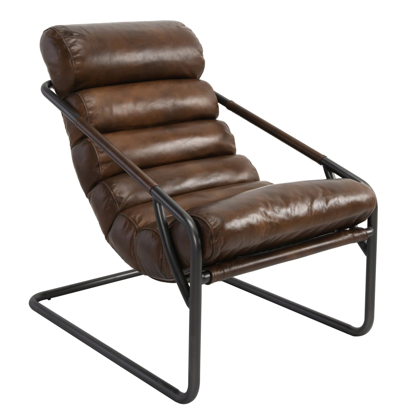 Genuine Leather Armchair With Rolled Arms – alternate view