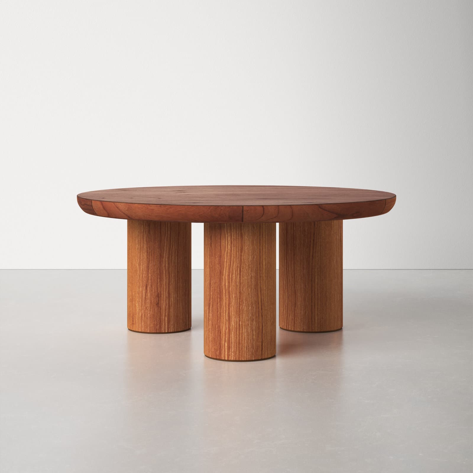 Round Coffee Table With Natural Top And Solid + Manufactured Wood Base – alternate view