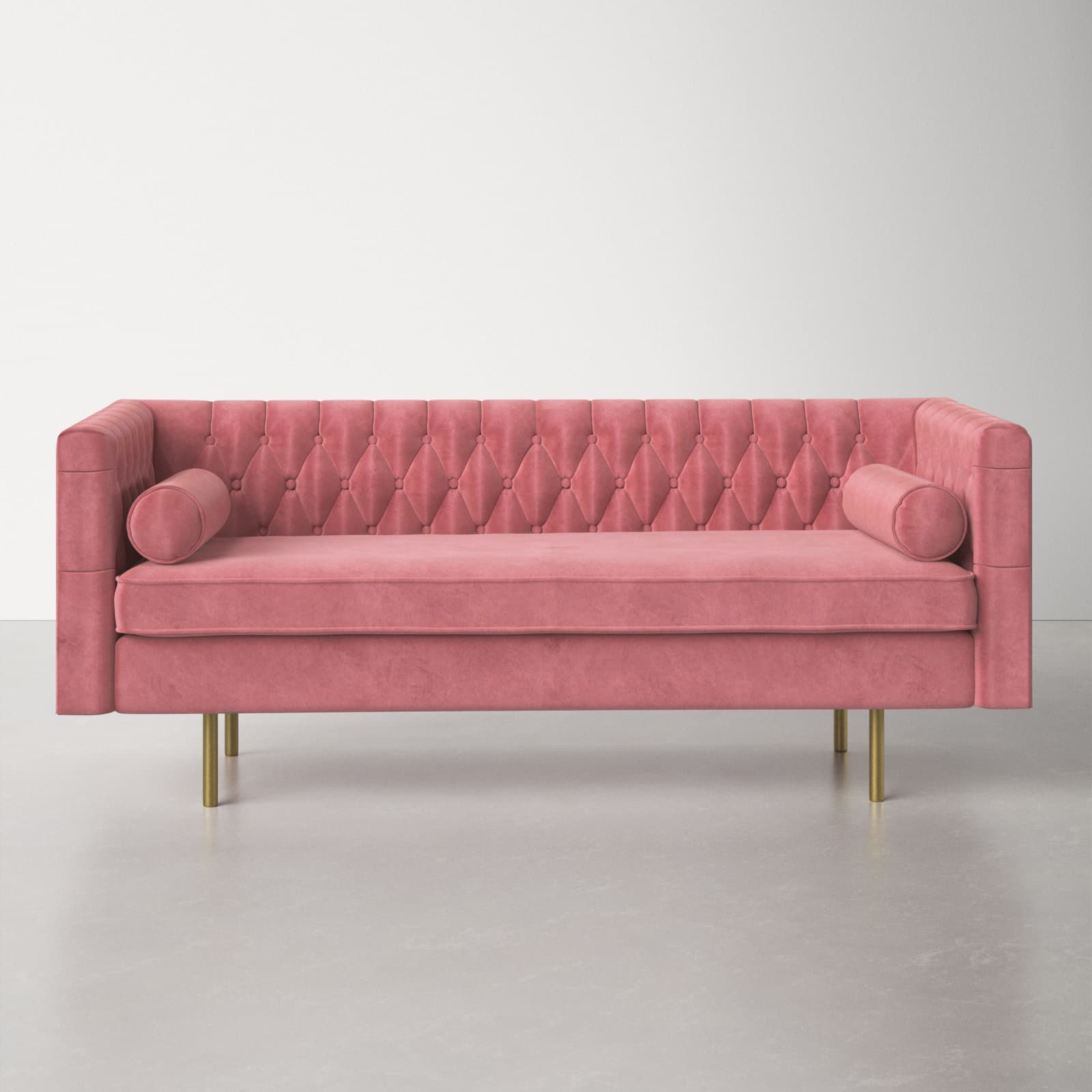 Velvet Loveseat With Rolled Arms
