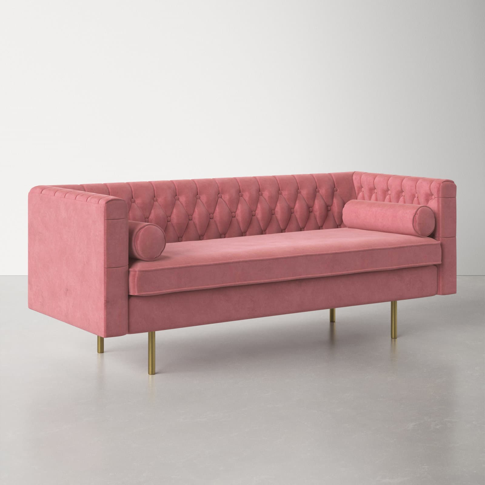 Velvet Loveseat With Rolled Arms – alternate view