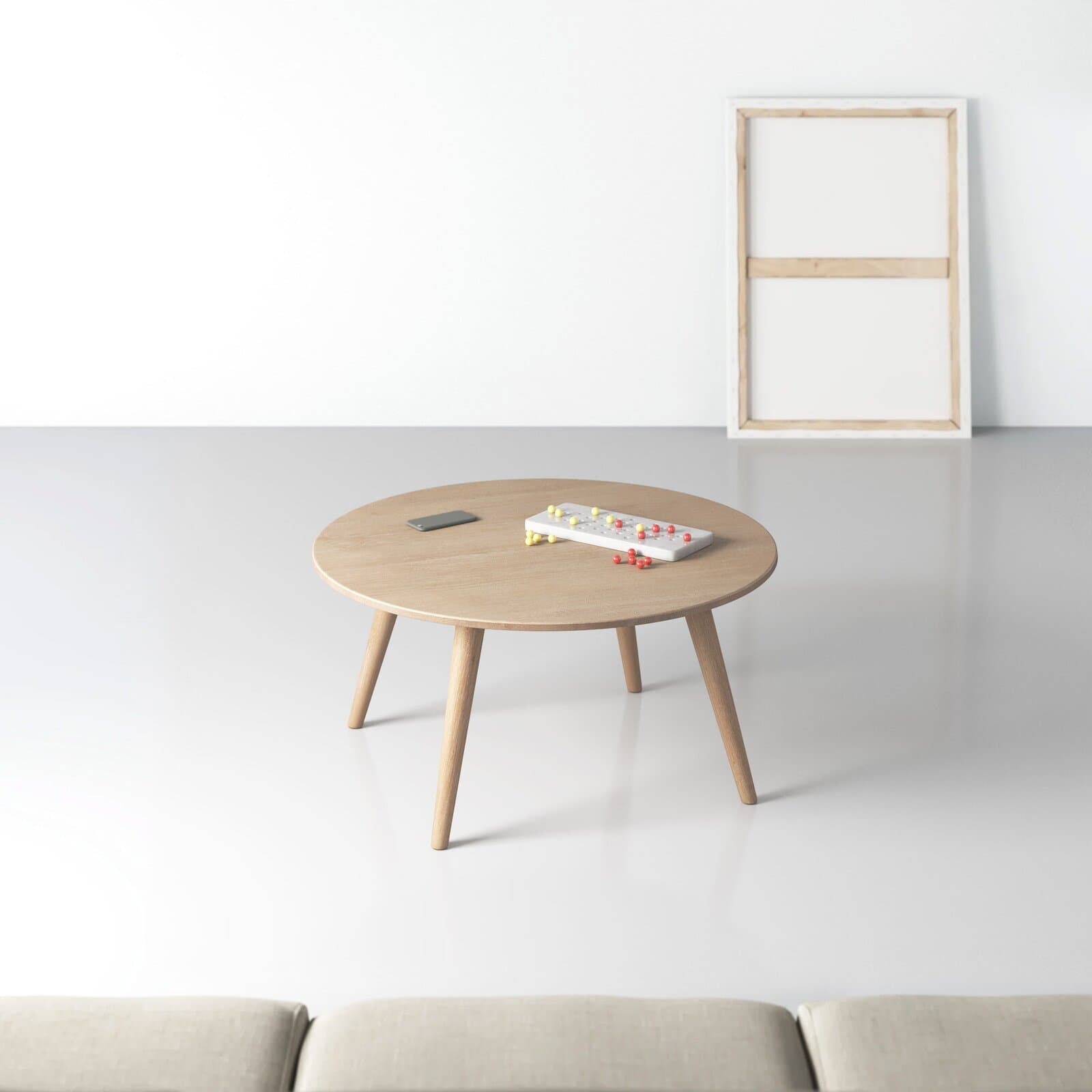 Round Coffee Table With Solid + Manufactured Wood Top And Solid Wood Base