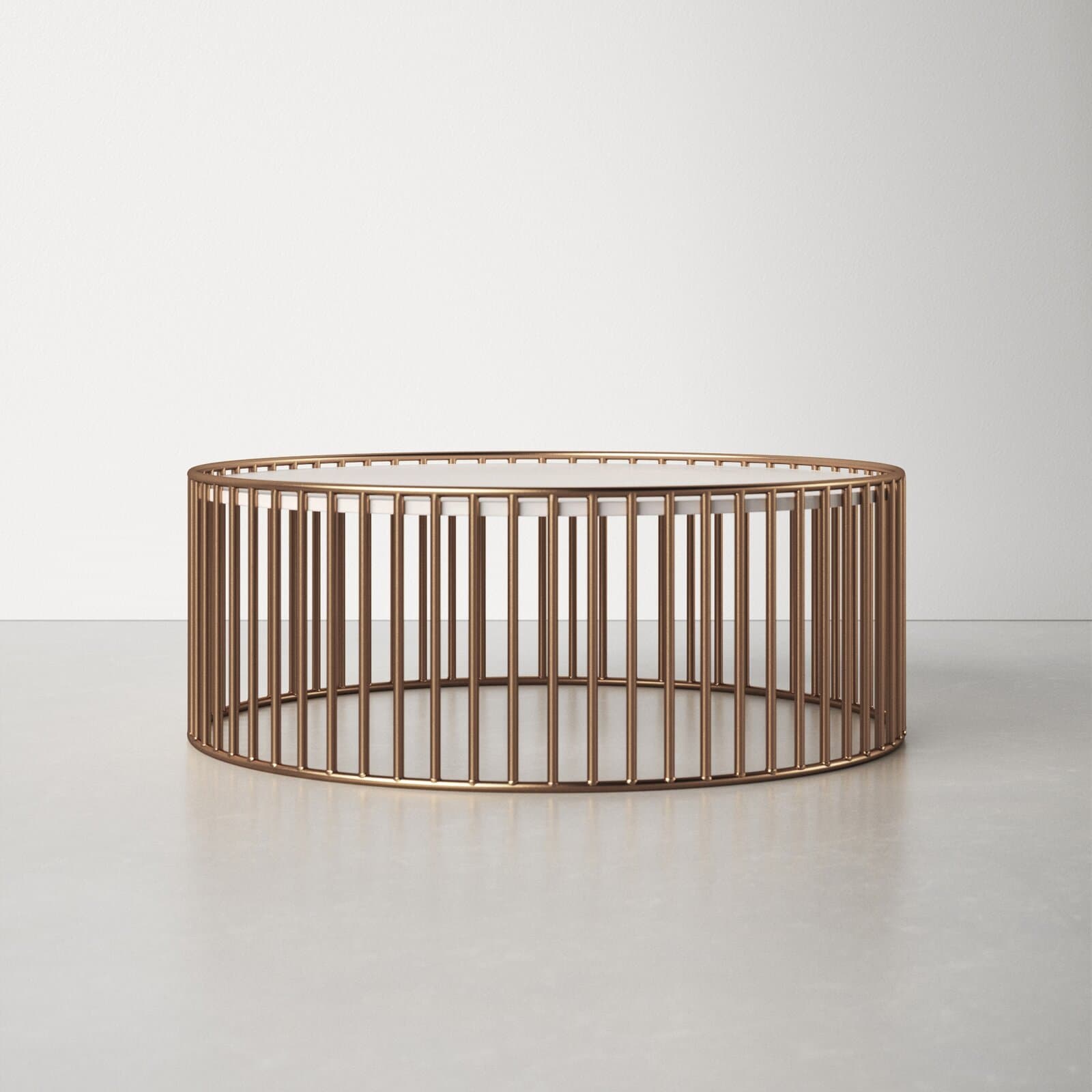 Round Coffee Table With Stone Top And Metal Base – alternate view