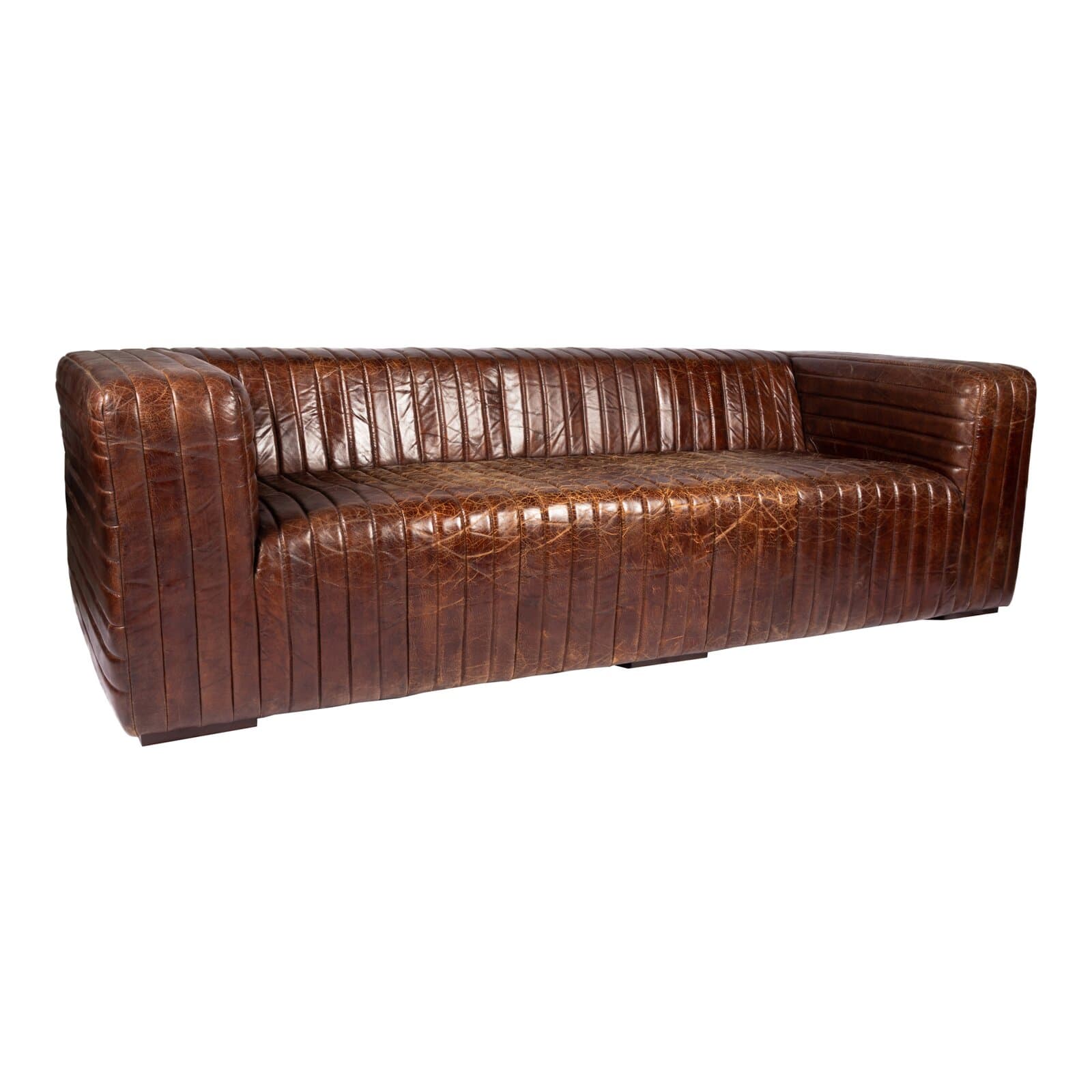 Genuine Leather Loveseat With Square And Rolled And Tuxedo Arms – alternate view