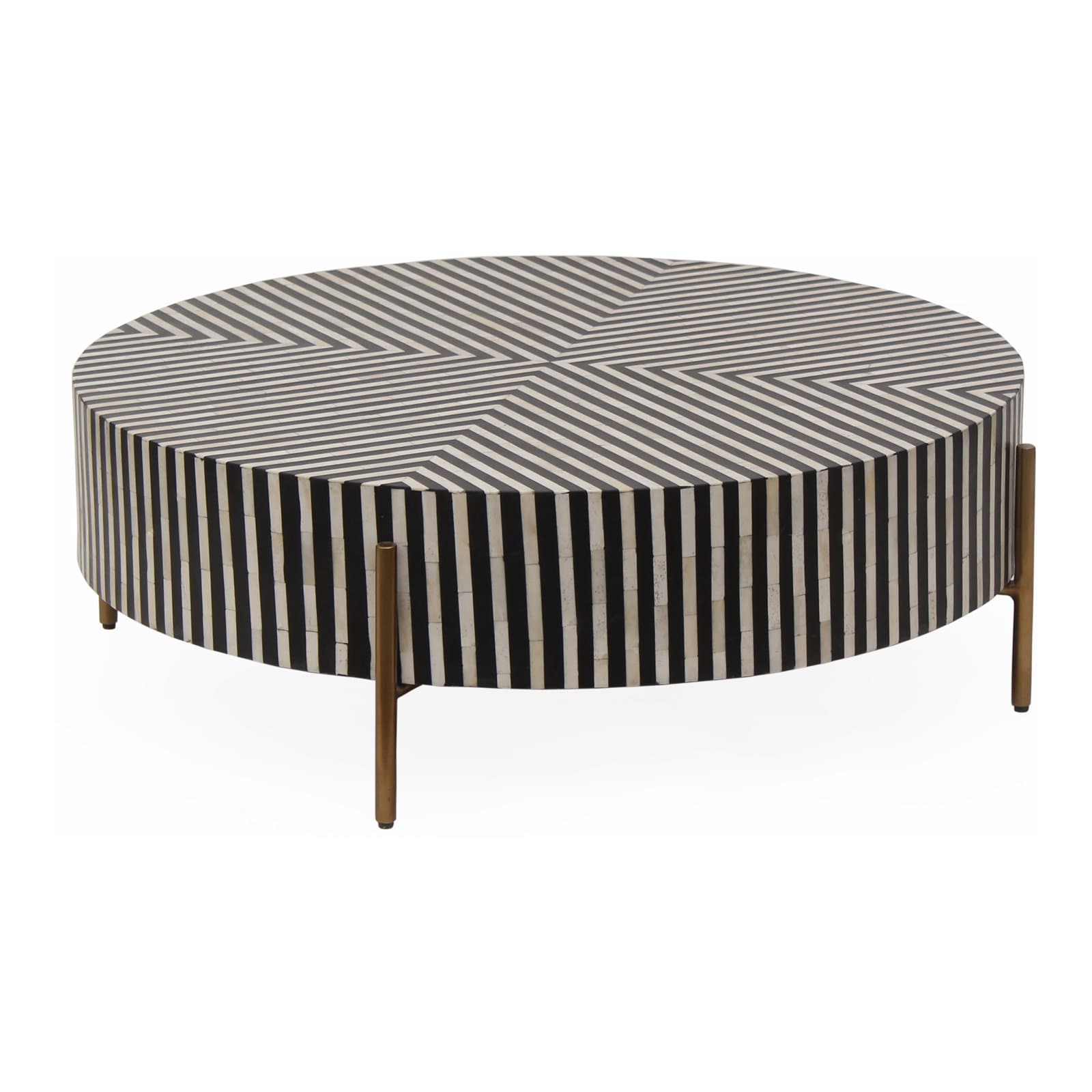 Round Coffee Table With Resin Top And Iron Base