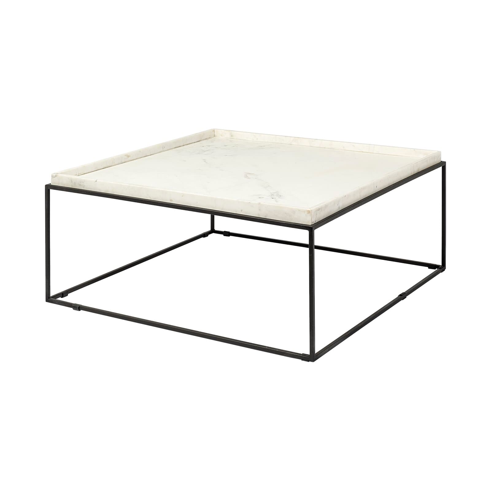 Square Coffee Table With Genuine Marble Top And Iron Base – alternate view