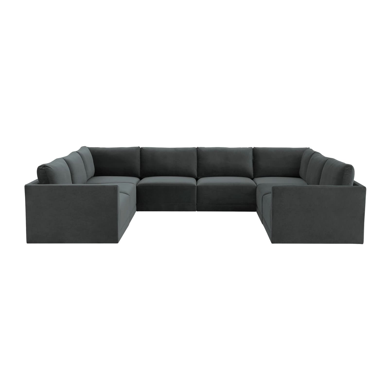 Velvet Sectional With Square Arms – alternate view