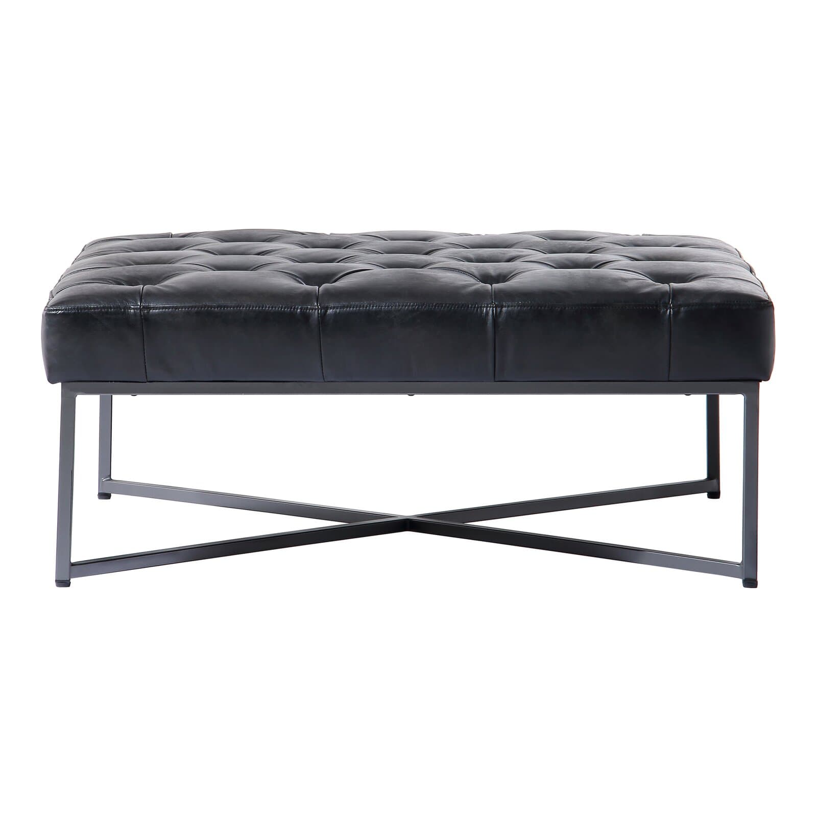 Square Coffee Table With Leather Top And Iron Base – alternate view