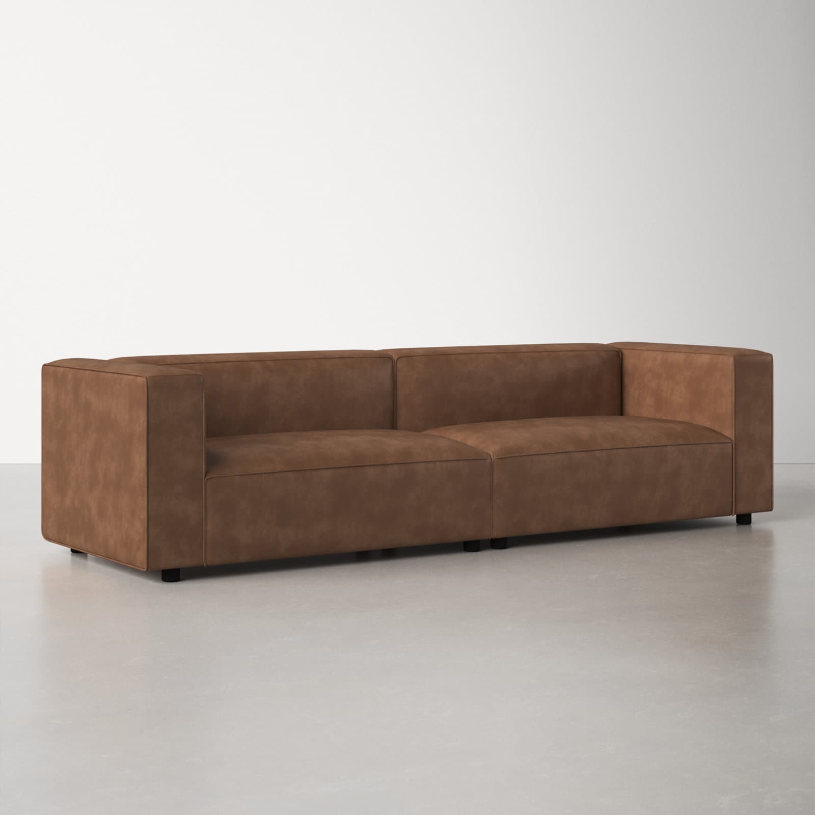 Faux Leather Loveseat With Square Arms – alternate view