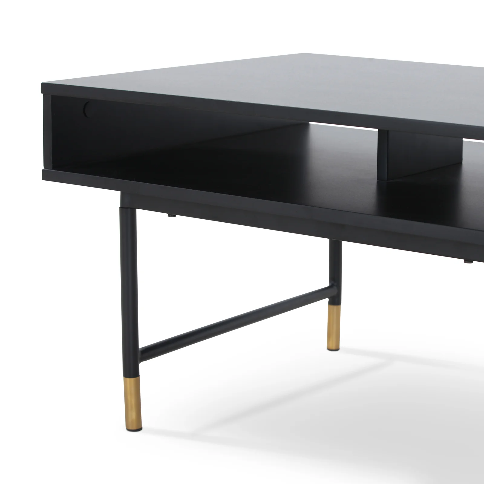 Rectangular Coffee Table With Manufactured Wood Top And Brass Base – alternate view
