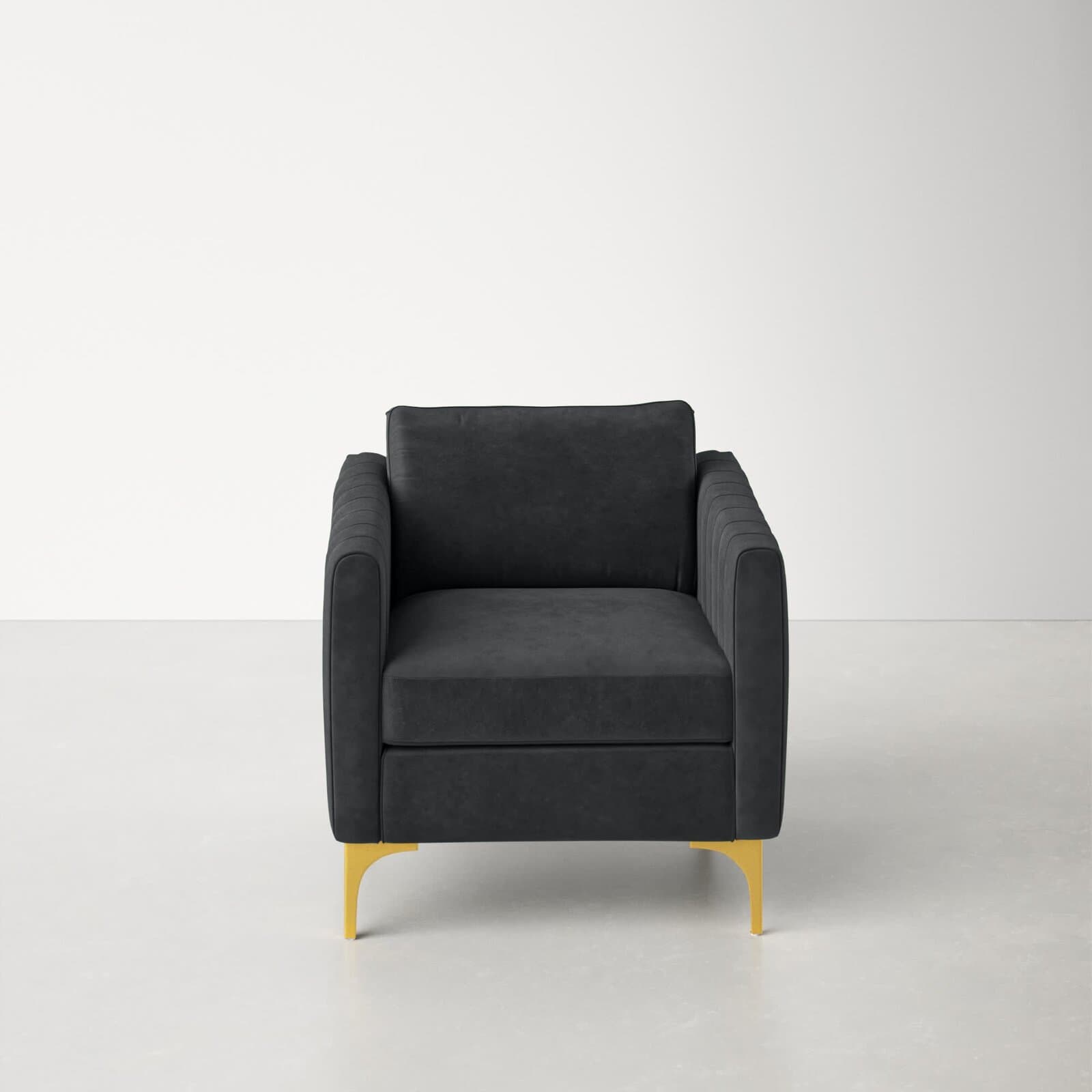 Velvet Armchair With Round Arms