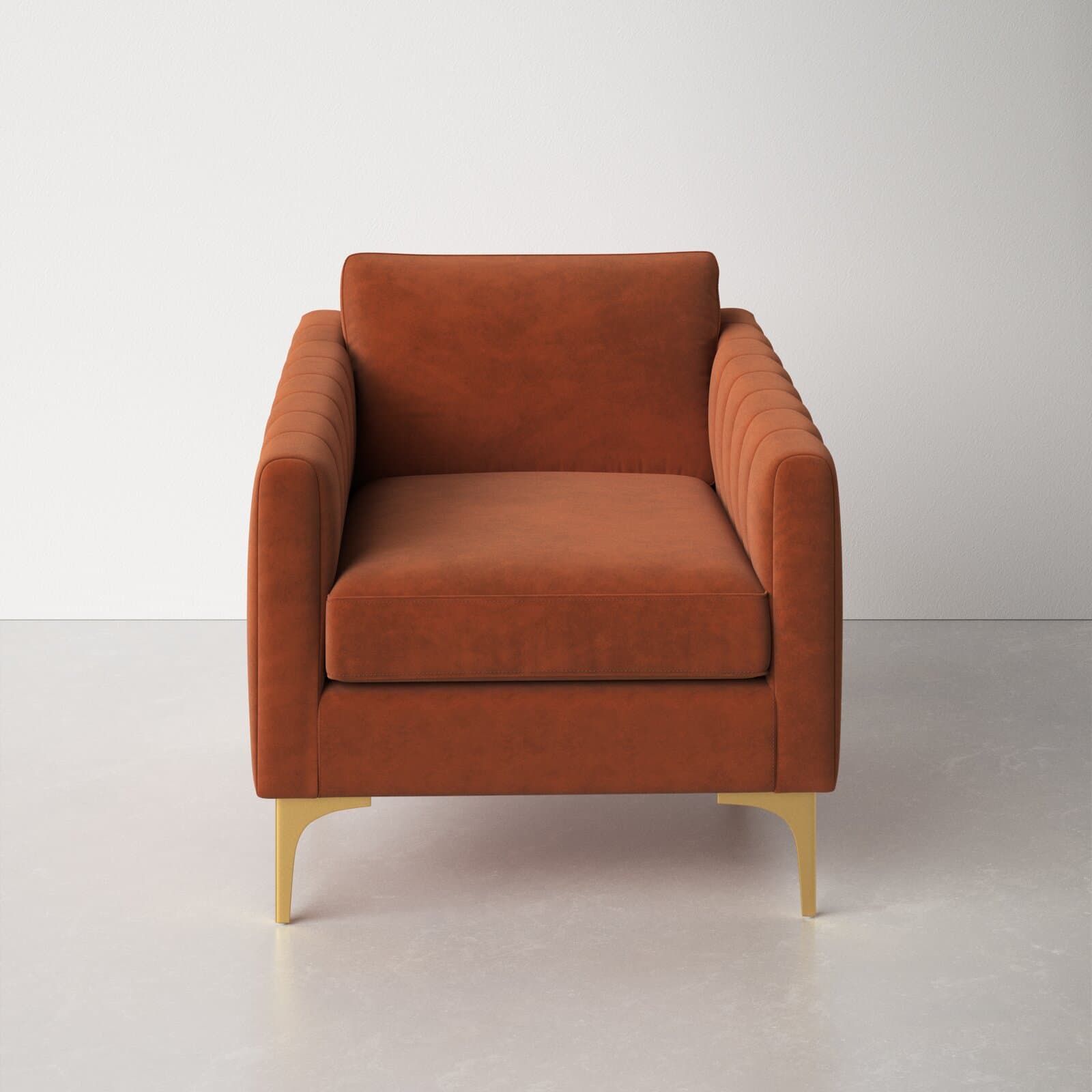Velvet Armchair With Round Arms – alternate view