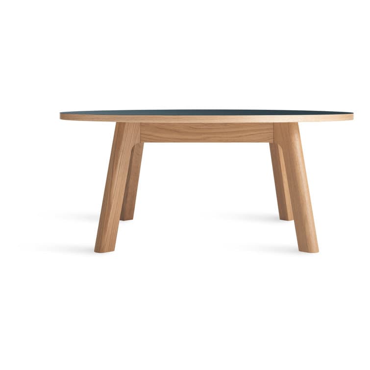 Round Coffee Table With Solid Wood Linoleum Top And Solid Wood Base – alternate view