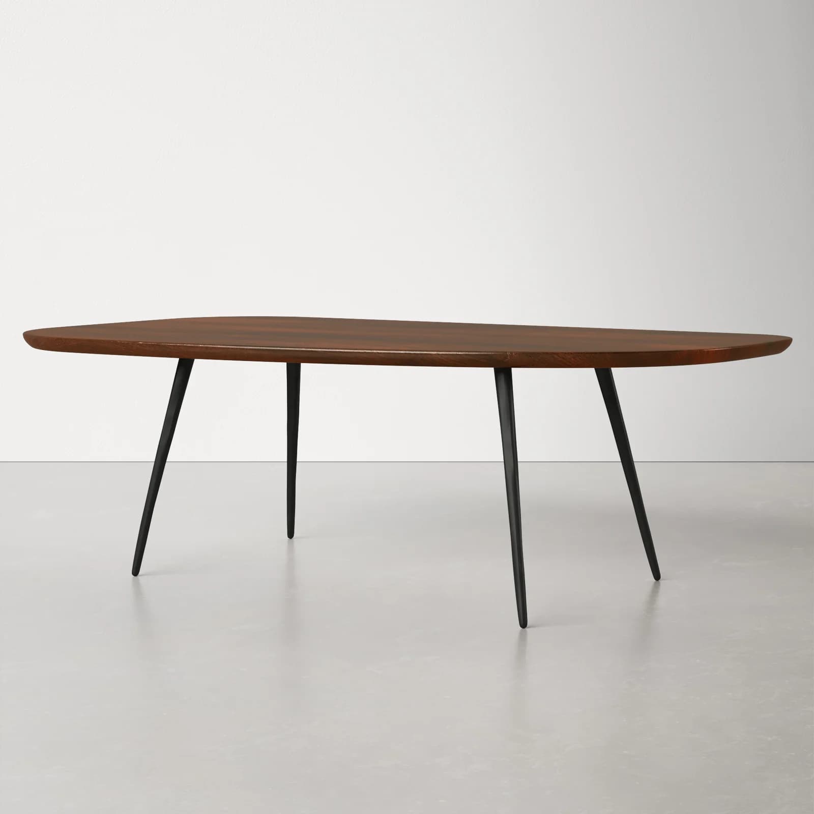 Rectangular Coffee Table With Solid Wood Top And Steel Base