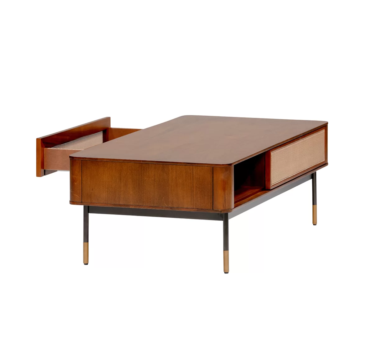 Rectangular Coffee Table With Solid Wood Top And Steel Base – alternate view