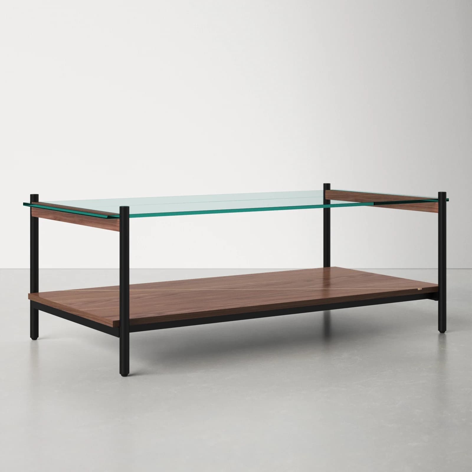 Rectangular Coffee Table With Glass Top And Brass Base – alternate view