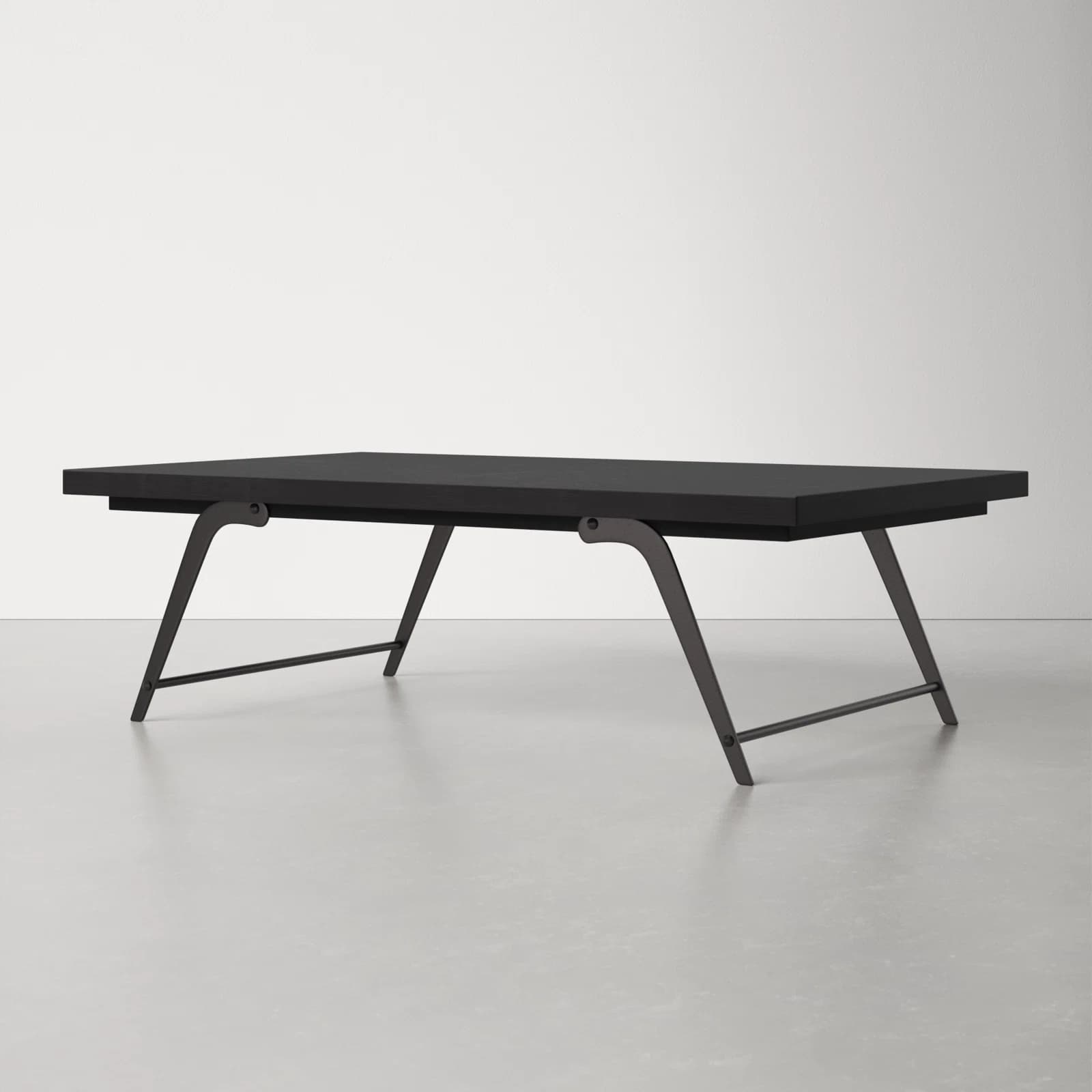 Rectangular Coffee Table With Solid Wood Top And Iron Base – alternate view