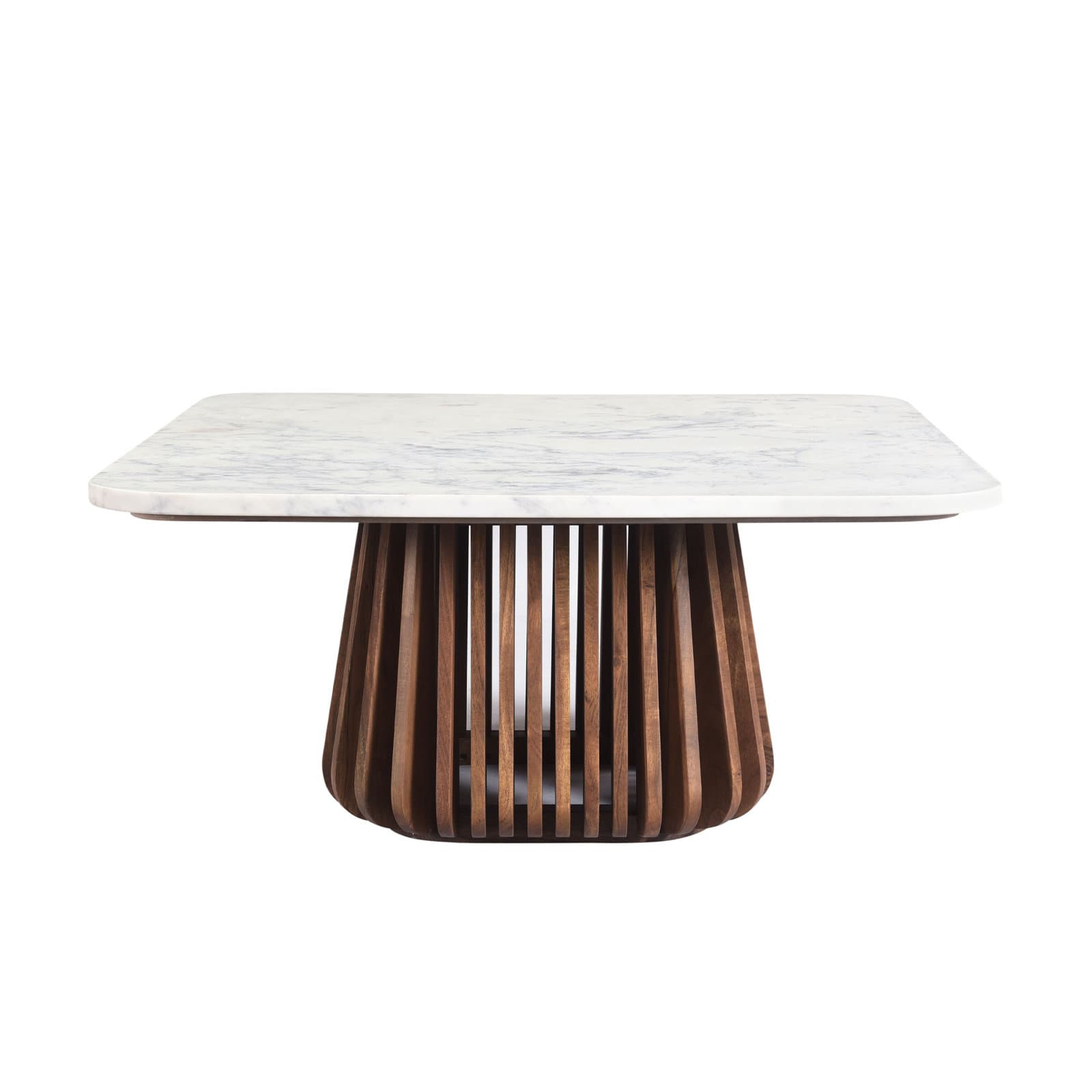 Square Coffee Table With Genuine Marble Top And Solid Wood Base – alternate view