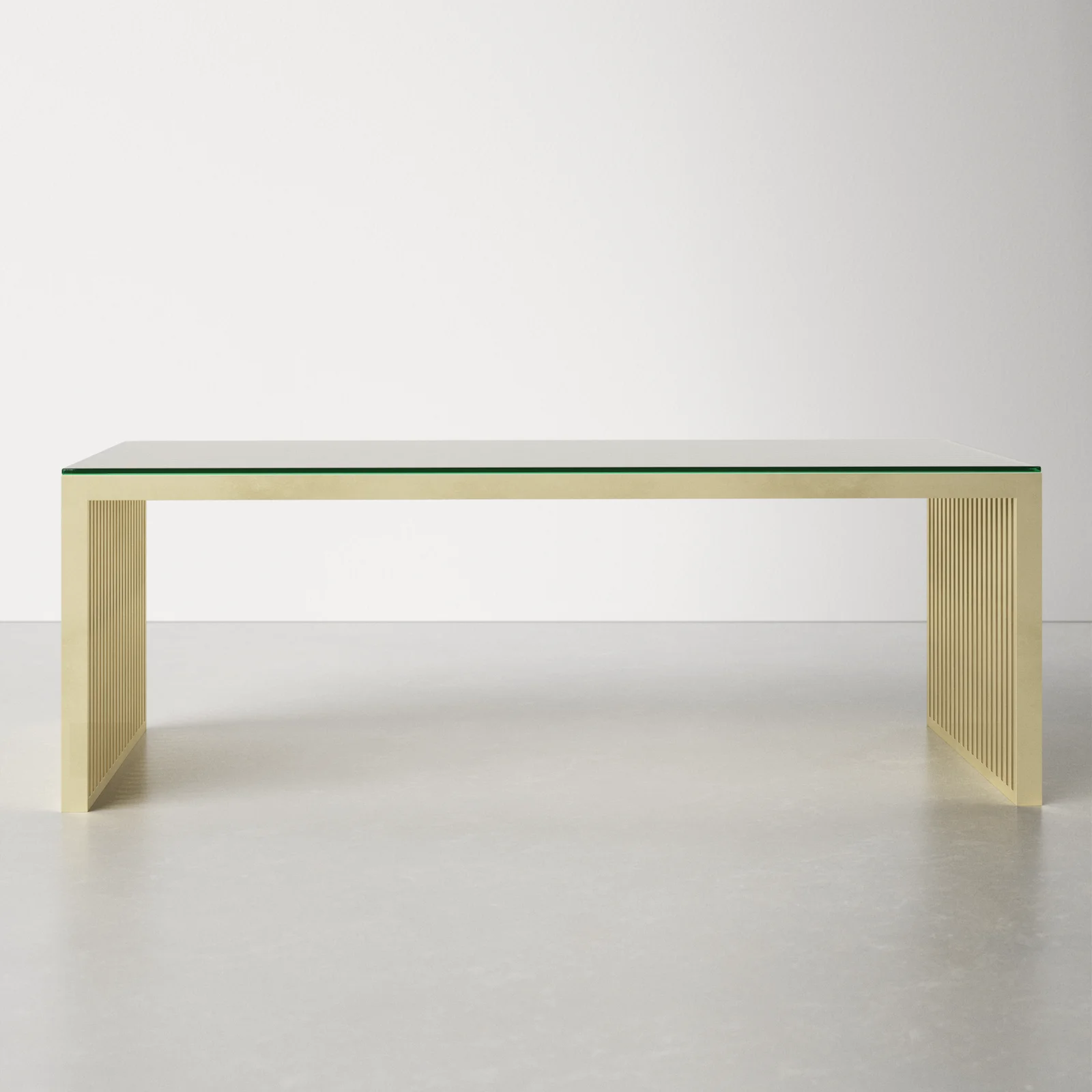 Rectangular Coffee Table With Glass Top And Steel Base – alternate view