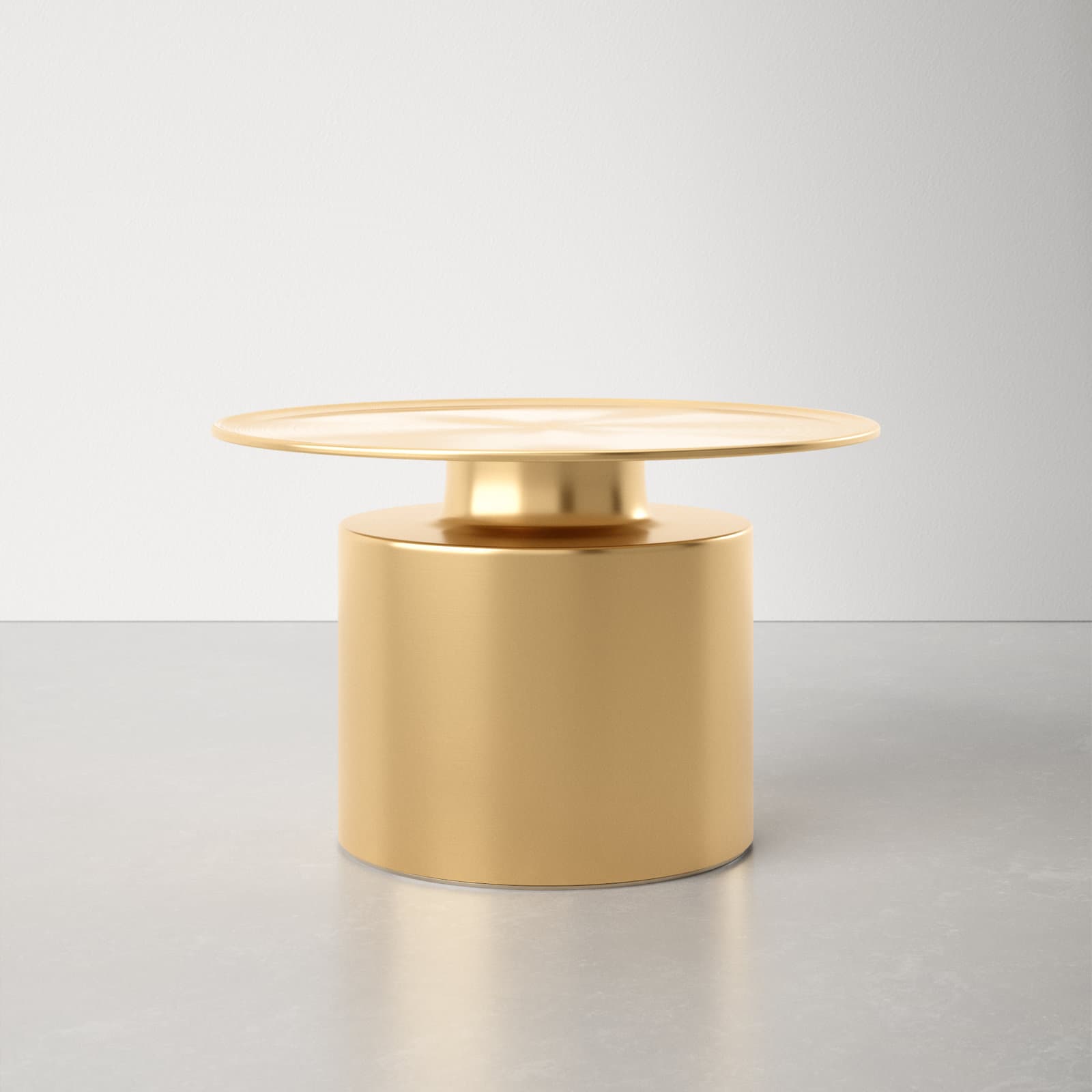 Round Coffee Table With Aluminum, Steel Top And Steel Aluminum Base