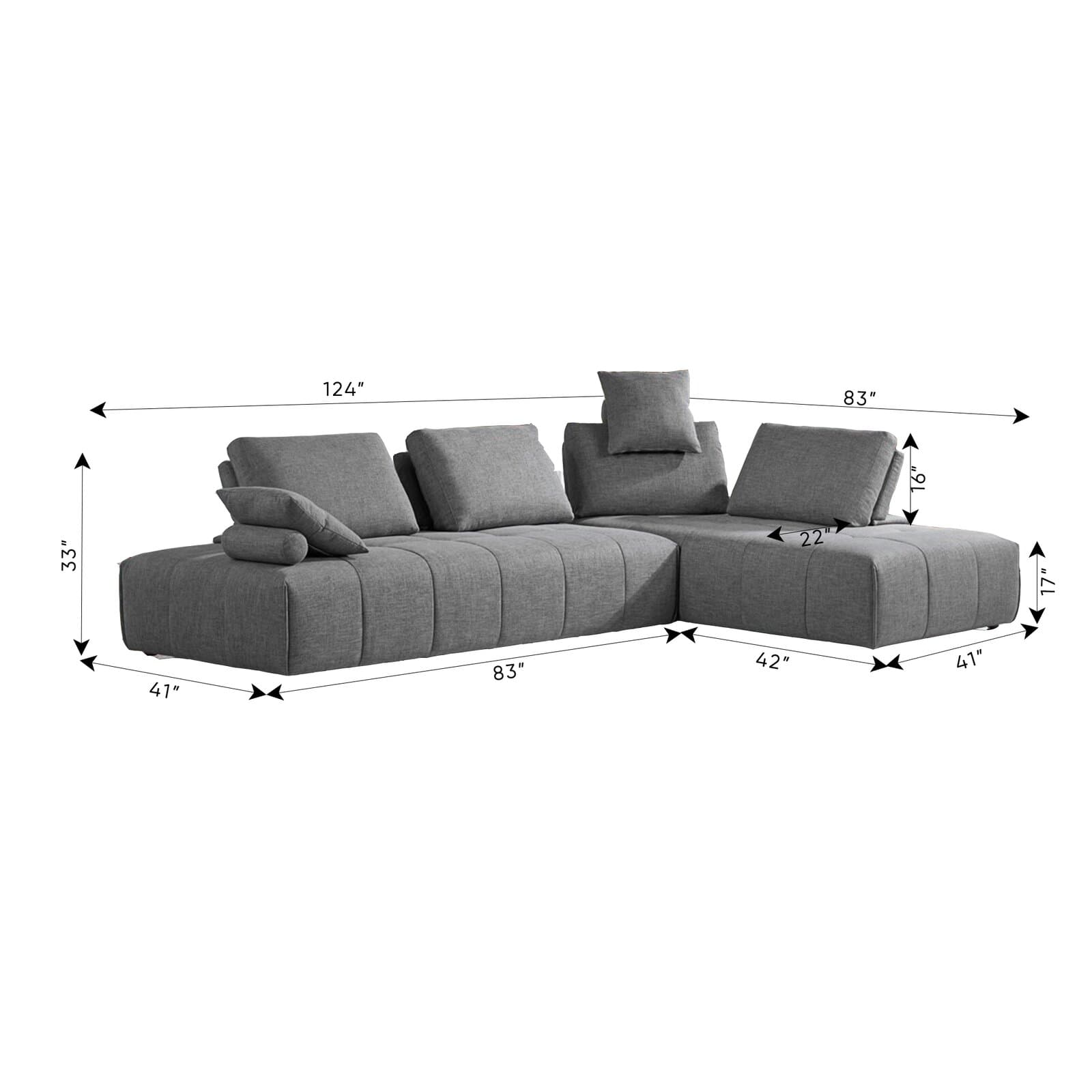 100% Polyester Sectional With Round Arms