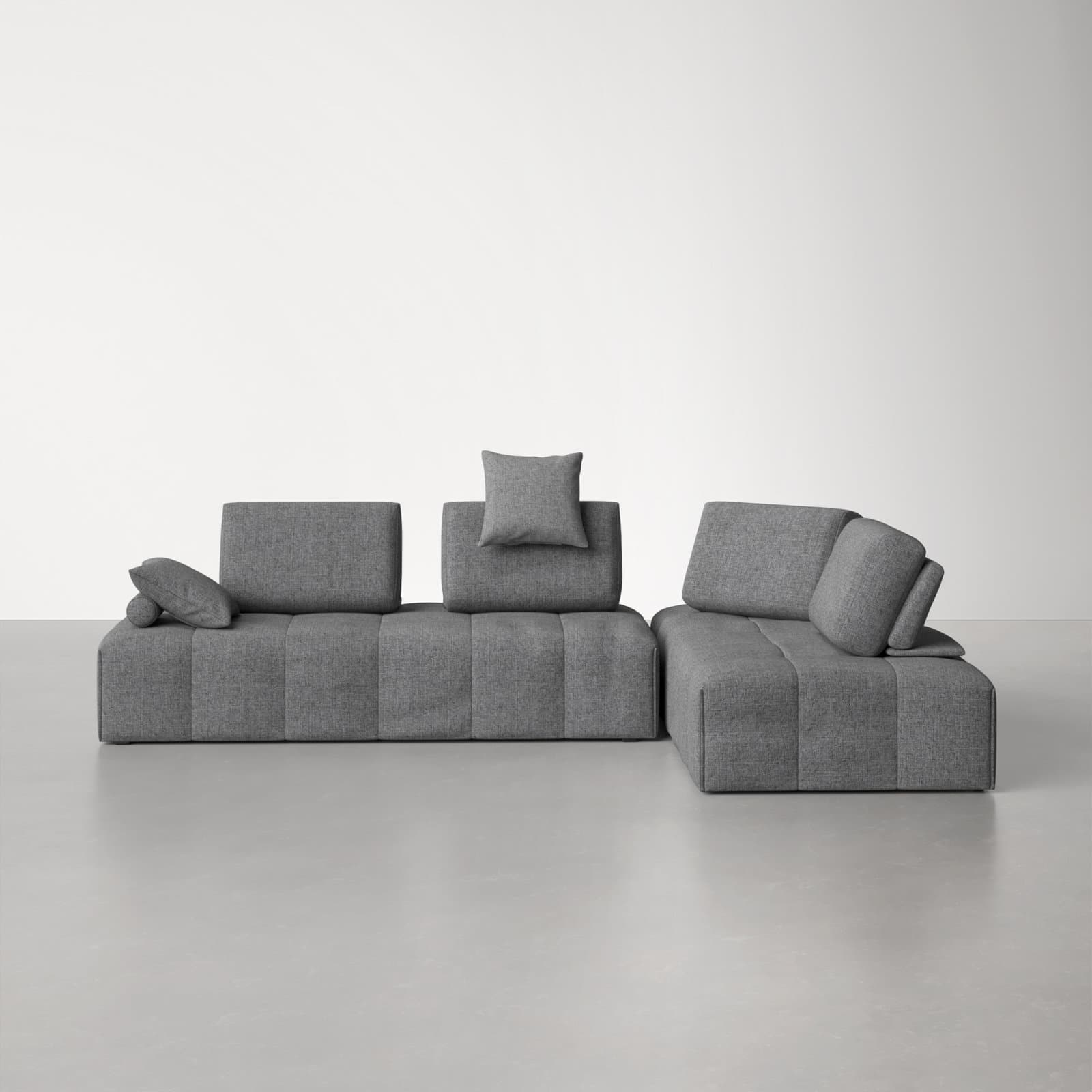 100% Polyester Sectional With Round Arms – alternate view