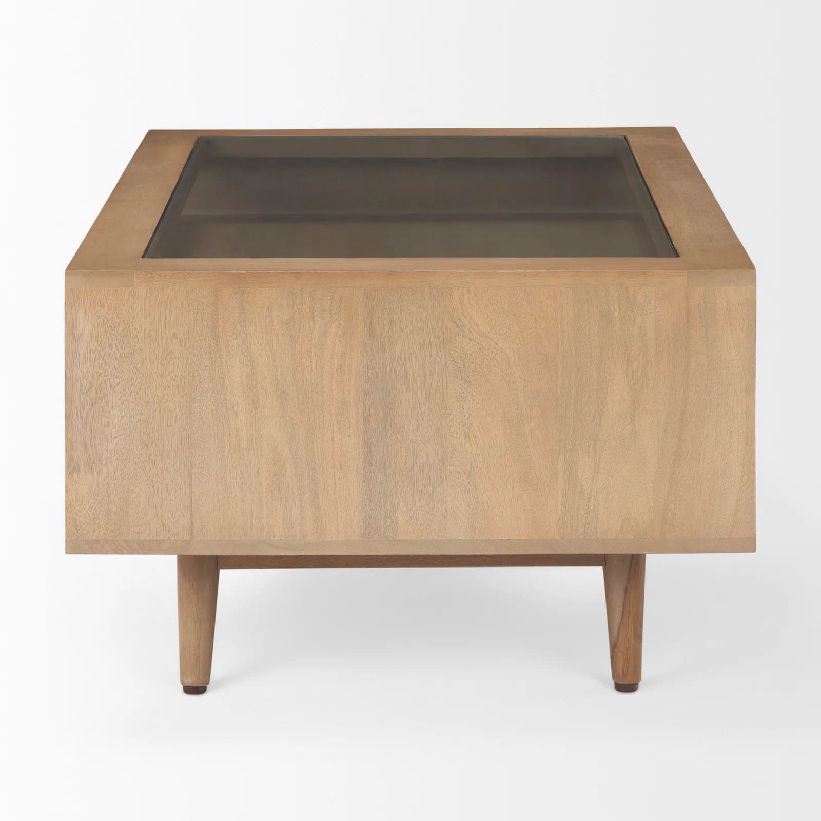 Rectangular Coffee Table With Glass Solid Wood Top And Solid Wood Base – alternate view