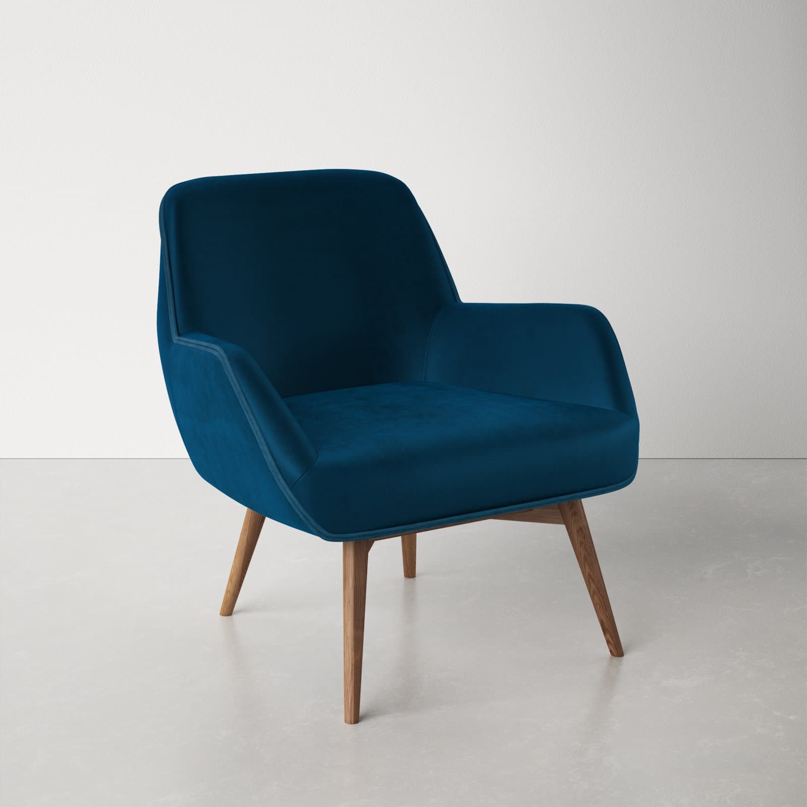 Velvet Armchair With Flared Arms