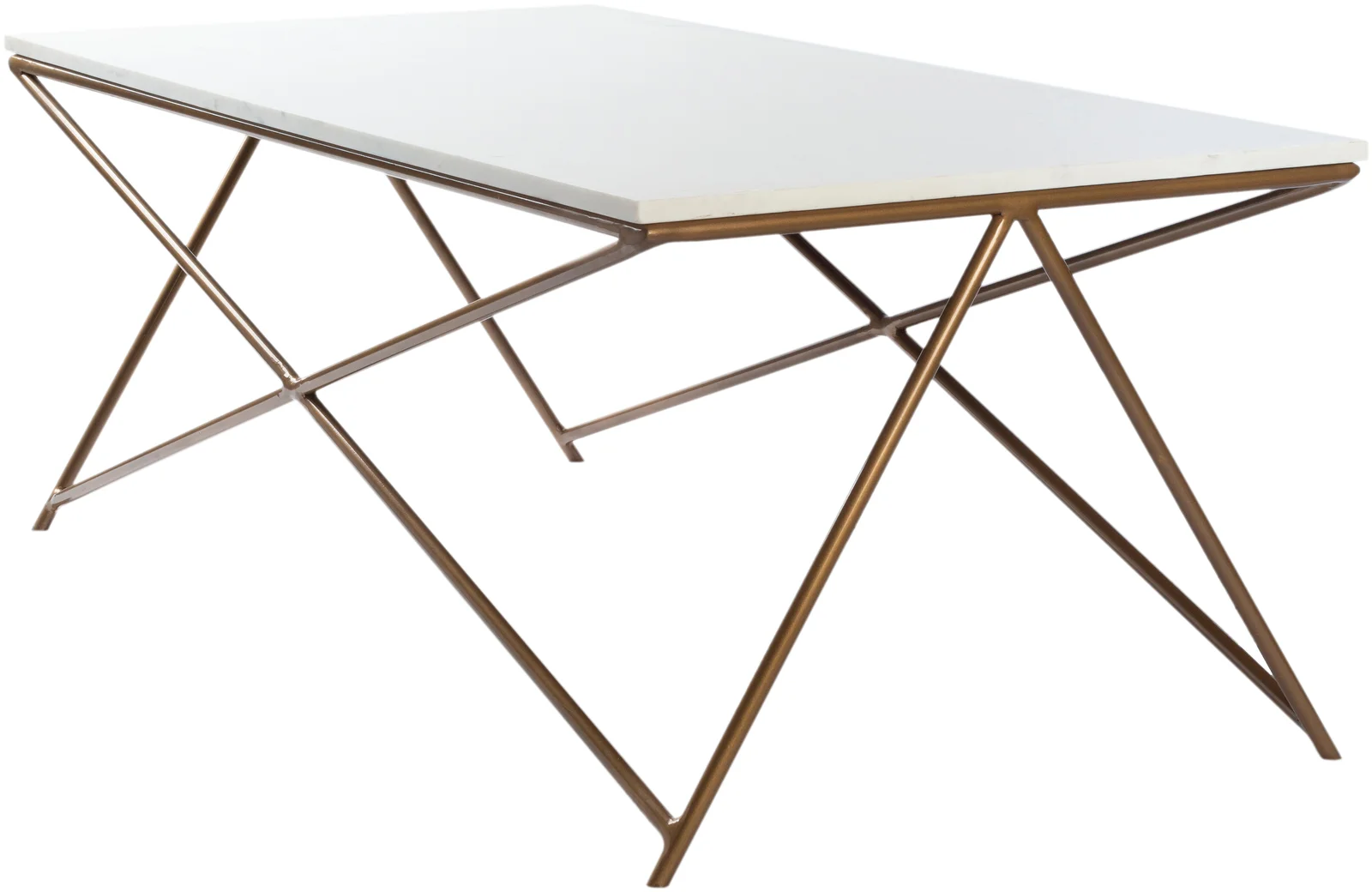 Rectangular Coffee Table With Genuine Marble Top And Metal Base – alternate view