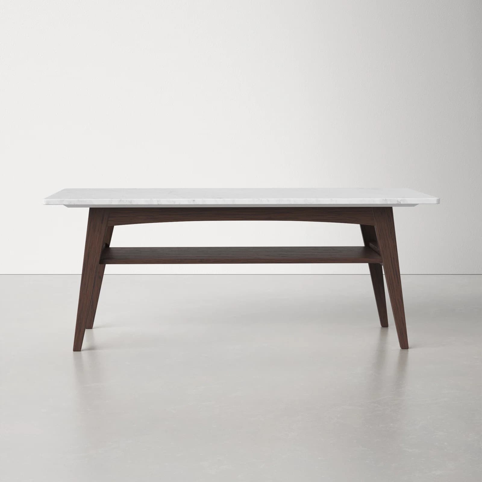 Rectangular Coffee Table With Genuine Marble Top And Solid Wood Base