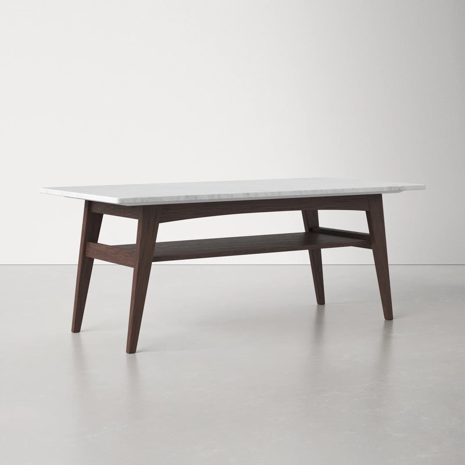 Rectangular Coffee Table With Genuine Marble Top And Solid Wood Base – alternate view