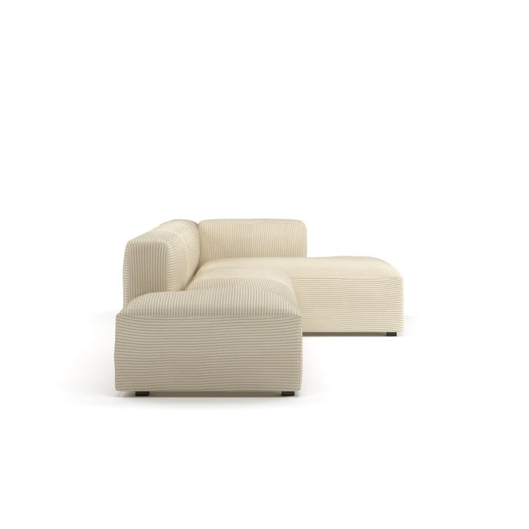 Corduroy Sectional With Square And Recessed Arms