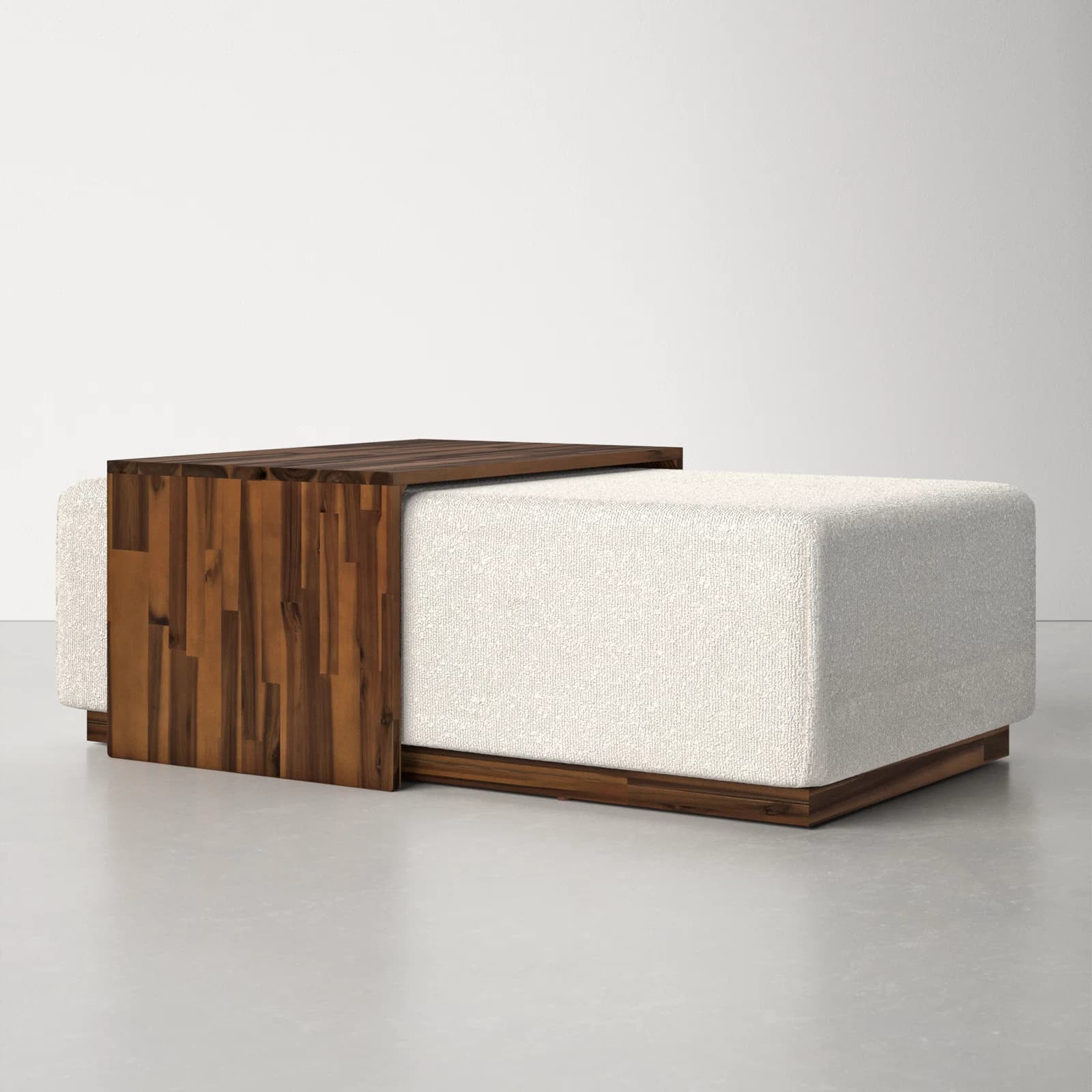 Rectangular Coffee Table With Fabric Top And Solid Wood Base