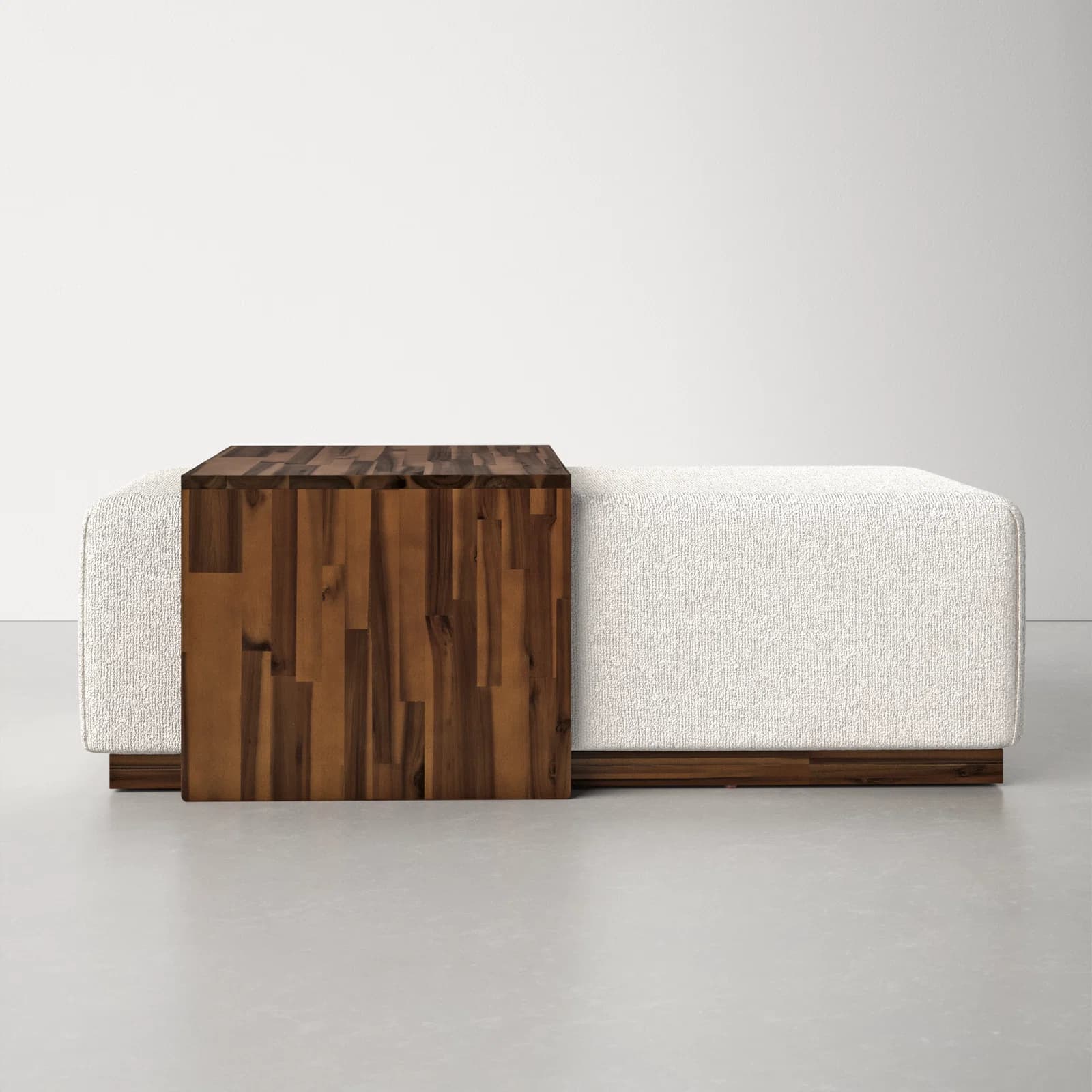 Rectangular Coffee Table With Fabric Top And Solid Wood Base – alternate view
