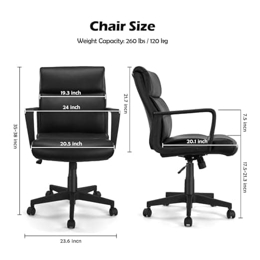 Black Leather Office Chair – alternate view