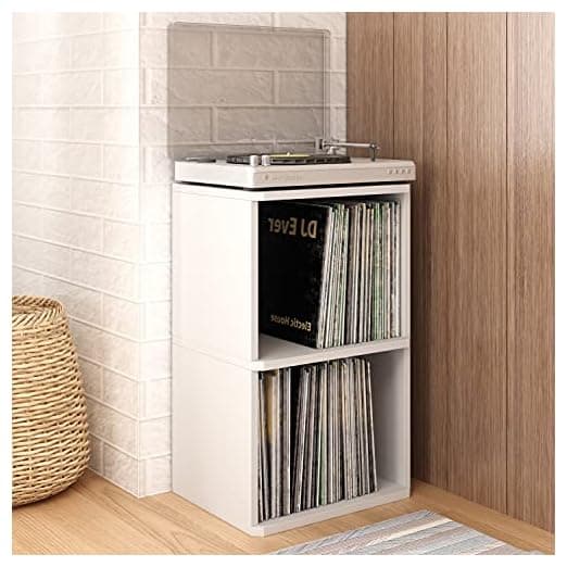 Way Basics Vinyl Record Storage - 2 Tier Book Shelf Turntable – alternate view