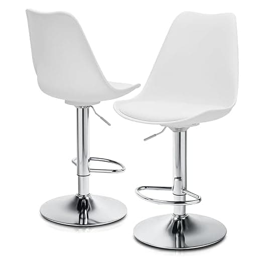 MoNiBloom Set of 2 Plastic Barstools with PU Cushion