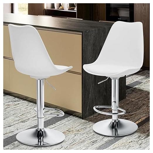 MoNiBloom Set of 2 Plastic Barstools with PU Cushion – alternate view