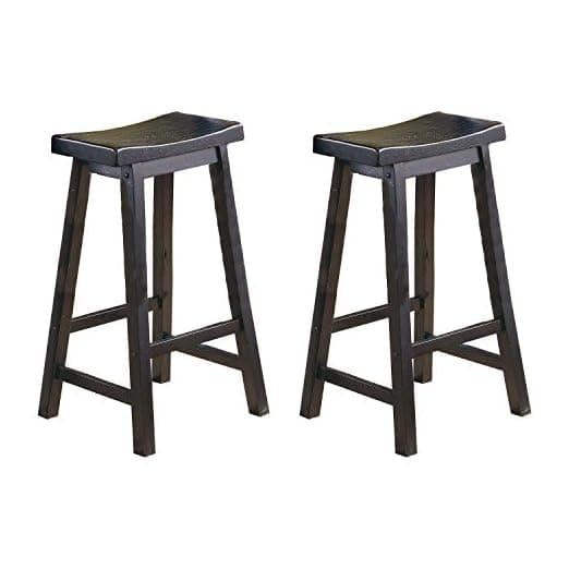 Lexicon Victoria Saddle Wood Bar Stools (Set of 2)