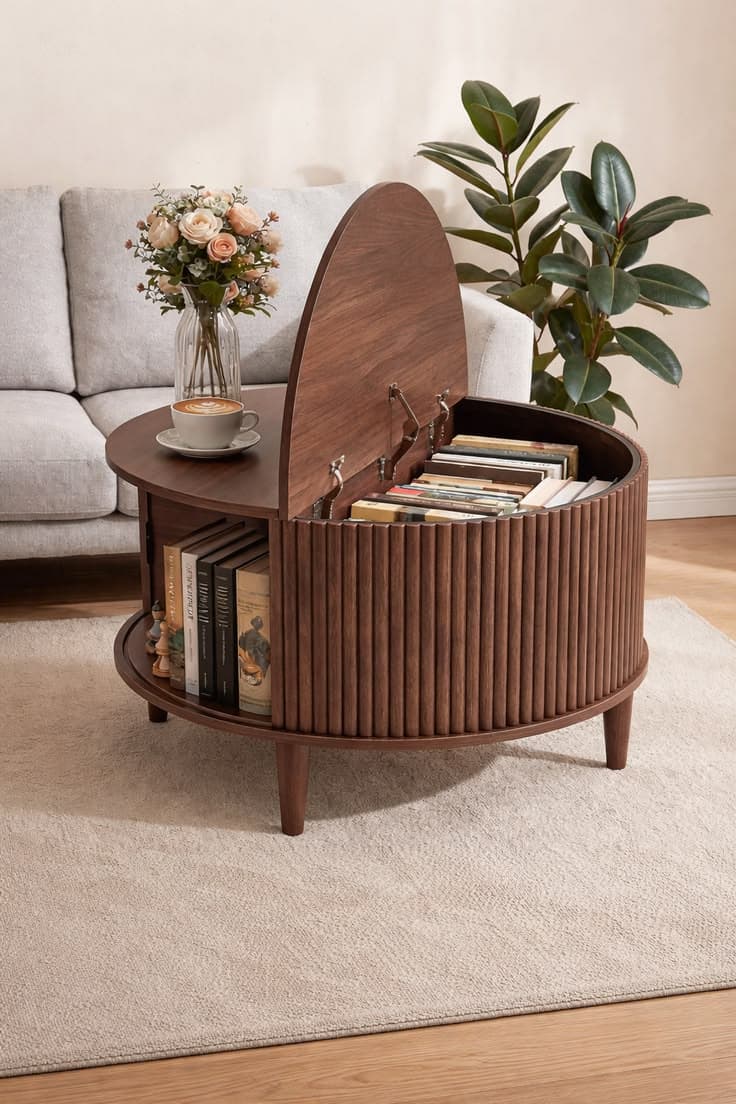 Wooden Walnut Coffee Table – alternate view