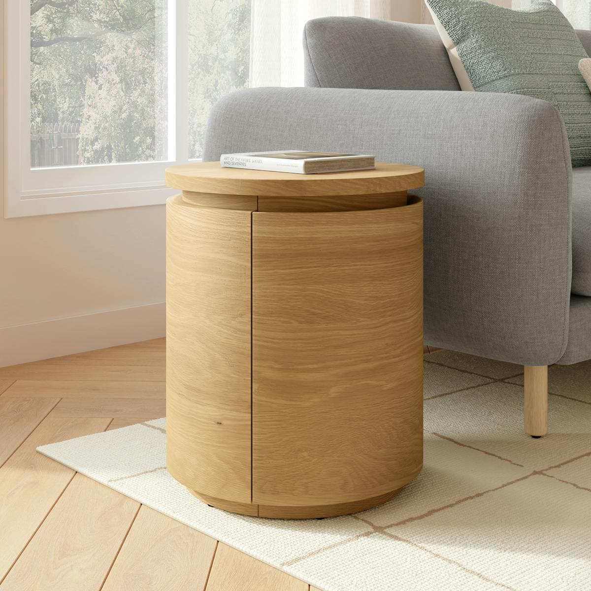 Maren Storage Side Table - Natural Oak